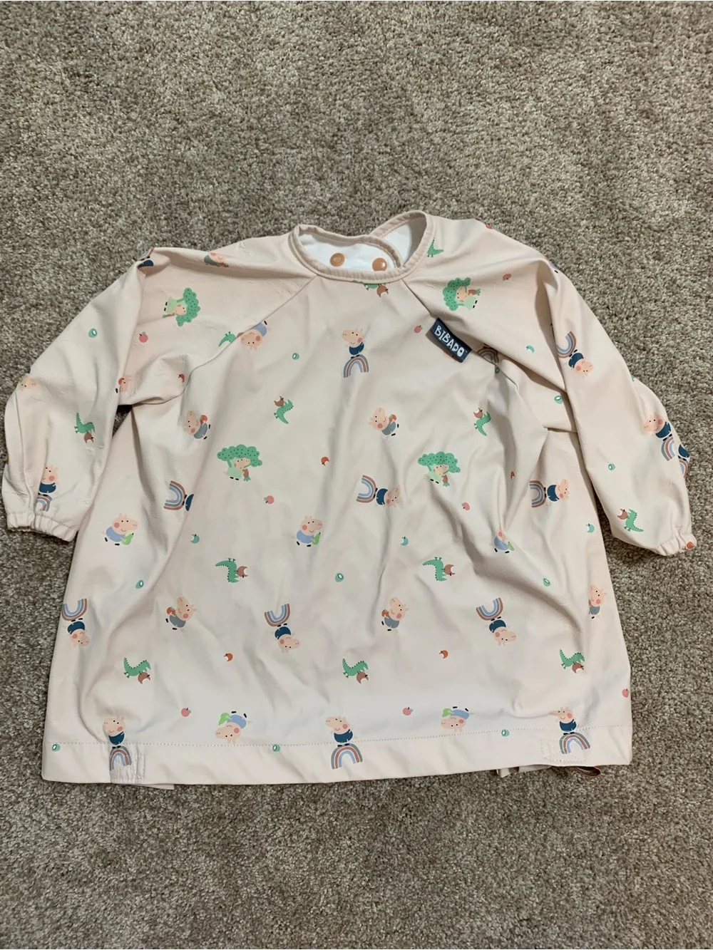 BiBADO Long Sleeve Coverall Weaning Bib George Peppa Pig 6-36 Months Waterproof